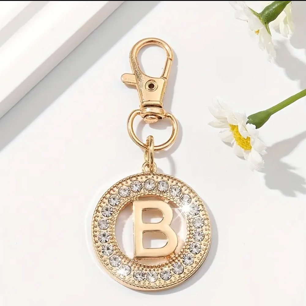 Gold and Silver Keychain with Rhinestones